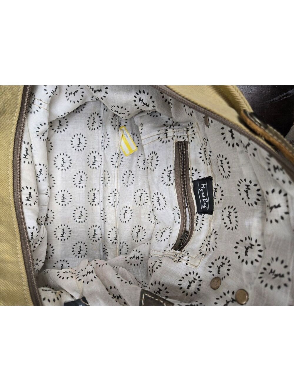 Large Canvas and Suede Tote Bag with Aztec Pattern - Picture 8 of 8